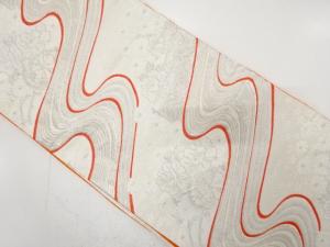 アンティーク　流水に板垣・花車模様織り出し袋帯（材料）